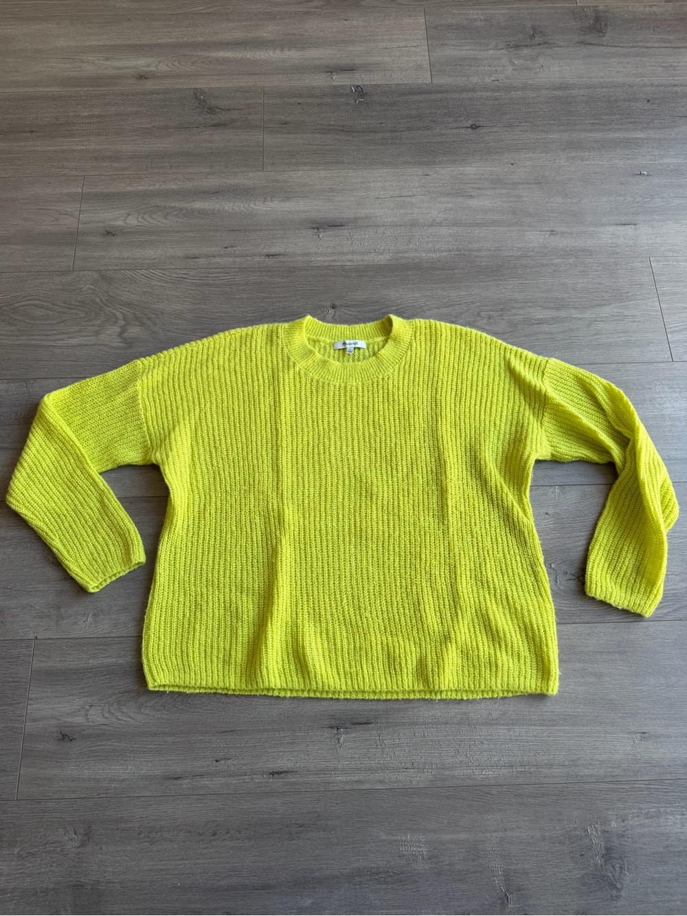 Madewell Ribbed Crewneck Sweater - citron - size medium